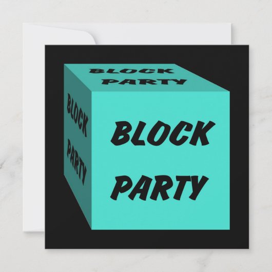 Retro Turquoise Block Party Social Invitation Kaart (Voorkant)