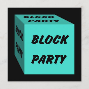 Retro Turquoise Block Party Social Invitation Kaart