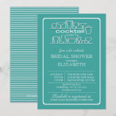 Retro Turquoise Blue Cocktail Party Vrijgezellenfe Kaart (Voorkant / Achterkant)
