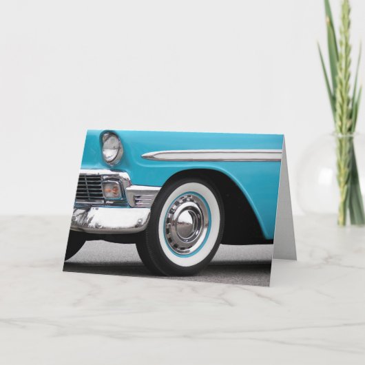 retro turquoise car kaart (Voorkant)