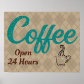 Retro Turquoise Coffee Shop Sign Art Poster (Voorkant)