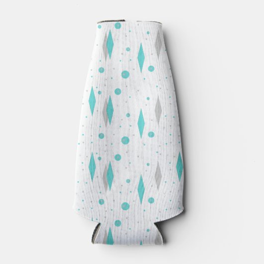 Retro Turquoise Diamant & Starburst Bottle Cooler (Voorkant)