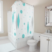 Retro Turquoise Diamant & Starburst Douchegordijn (In situ)