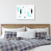 Retro Turquoise Diamanten & Starburst Canvas Print (Insitu (Slaapkamer))