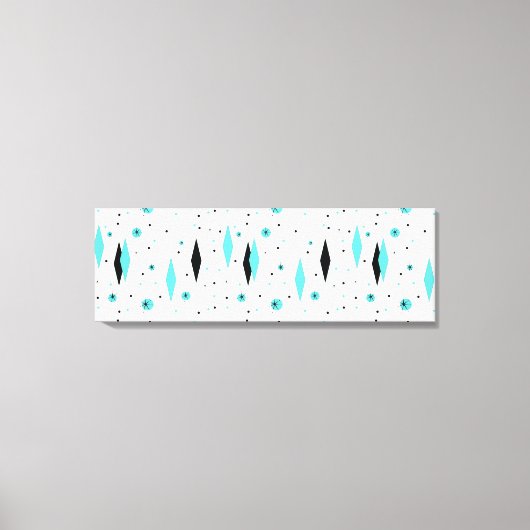 Retro Turquoise Diamanten & Starburst Canvas Print (Voorkant)