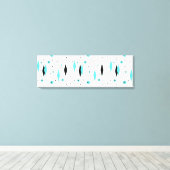 Retro Turquoise Diamanten & Starburst Canvas Print (Insitu (Houten vloer))