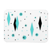 Retro Turquoise Diamanten & Starbursts Flexi Magne Magneet (Horizontaal)