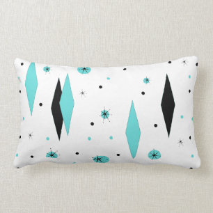 Retro Turquoise Diamanten & Sterrenexplosie Lenden Kussen