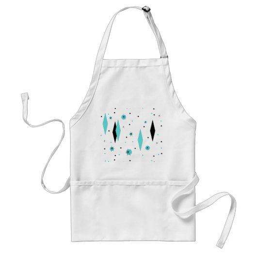 Retro Turquoise Diamond & Starburst Apron Standaard Schort (Voorkant)