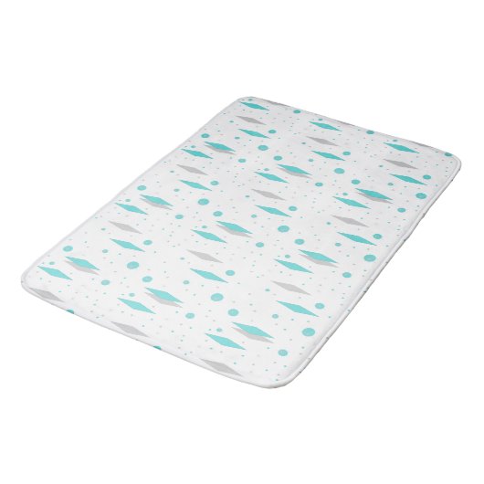 Retro Turquoise Diamond & Starburst Bath Mat (Gekanteld)