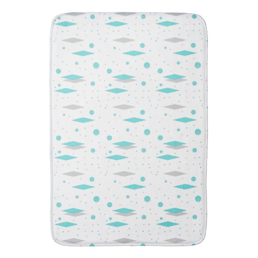 Retro Turquoise Diamond & Starburst Bath Mat (Voorkant Verticaal)