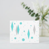 Retro Turquoise Diamond & Starburst Briefkaart (Staand voorkant)