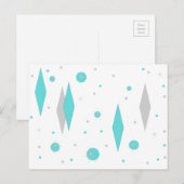 Retro Turquoise Diamond & Starburst Briefkaart (Voorkant / Achterkant)