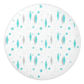 Retro Turquoise Diamond & Starburst Ceramic Knob. Keramische Knop (Voorkant)
