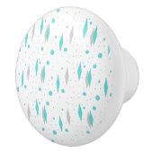 Retro Turquoise Diamond & Starburst Ceramic Knob. Keramische Knop (Rechts)