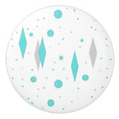 Retro Turquoise Diamond & Starburst Ceramic Knob. Keramische Knop (Voorkant)