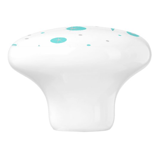 Retro Turquoise Diamond & Starburst Ceramic Knob. Keramische Knop (Zijkant)