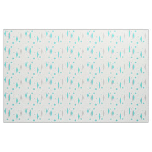 Retro Turquoise Diamond & Starburst Cotton Fabric Stof