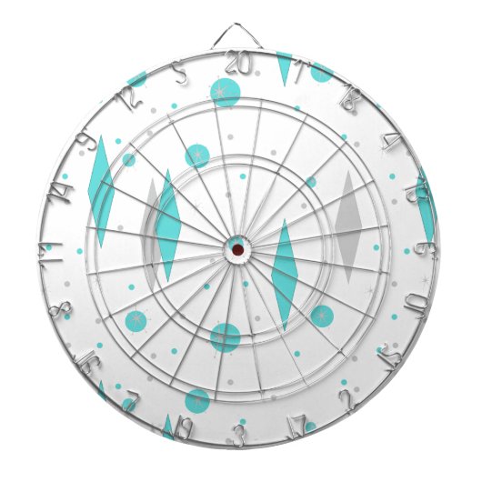 Retro Turquoise Diamond & Starburst Dart Board Dartbord (Voorkant)