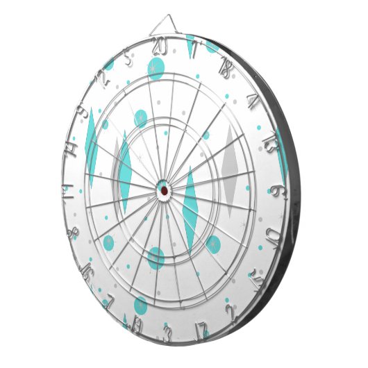 Retro Turquoise Diamond & Starburst Dart Board Dartbord (Voorkant Rechts)