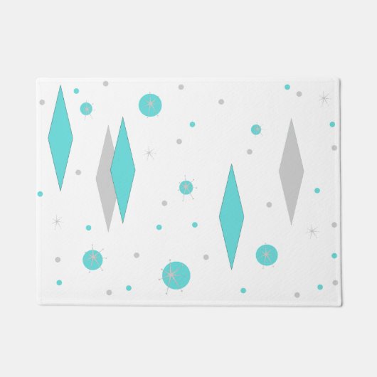 Retro Turquoise Diamond & Starburst-deur Mat (Voorkant)