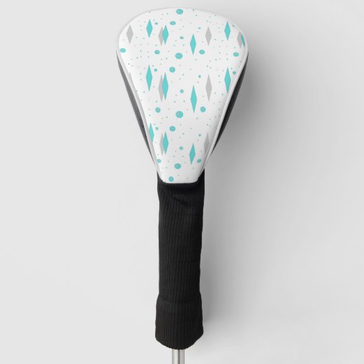 Retro Turquoise Diamond & Starburst Driver Hoesje Golfheadcover (Voorkant)