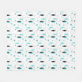Retro Turquoise Diamond & Starburst Fleece Blanket Deken (Voorkant (Horizontaal))