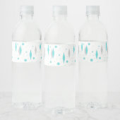 Retro Turquoise Diamond & Starburst Fleslabel Waterfles Etiket (Flessen)
