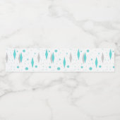 Retro Turquoise Diamond & Starburst Fleslabel Waterfles Etiket (Enkel label)