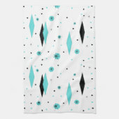 Retro Turquoise Diamond & Starburst Kitchen Towel Theedoek (Verticaal)