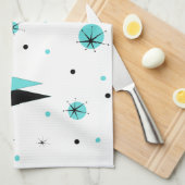 Retro Turquoise Diamond & Starburst Kitchen Towel Theedoek (Quarter Fold)