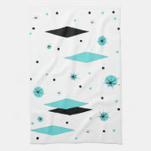 Retro Turquoise Diamond & Starburst Kitchen Towel Theedoek (Verticaal)