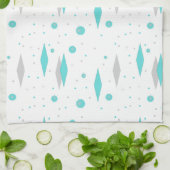 Retro Turquoise Diamond & Starburst Kitchen Towele Theedoek (Gevouwen)