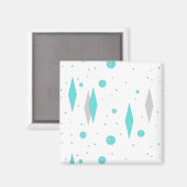 Retro Turquoise Diamond & Starburst Magnet (Voorkant / Achterkant)