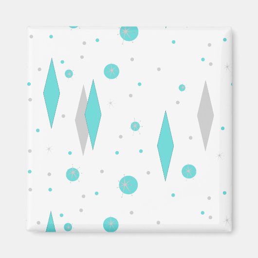 Retro Turquoise Diamond & Starburst Magnet (Voorkant)