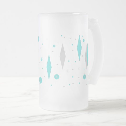 Retro Turquoise Diamond & Starburst Mok (Voorkant rechts)