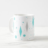 Retro Turquoise Diamond & Starburst Mok (Voorkant links)