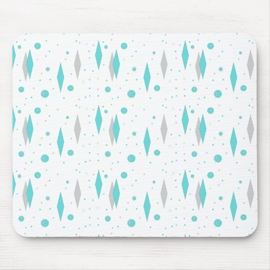 Retro Turquoise Diamond & Starburst Mousepad Muismat (Voorkant)