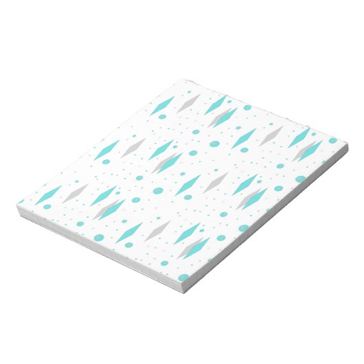 Retro Turquoise Diamond & Starburst Notepad Notitieblok (Linkerzijde)