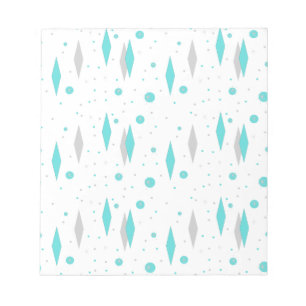 Retro Turquoise Diamond & Starburst Notepad Notitieblok