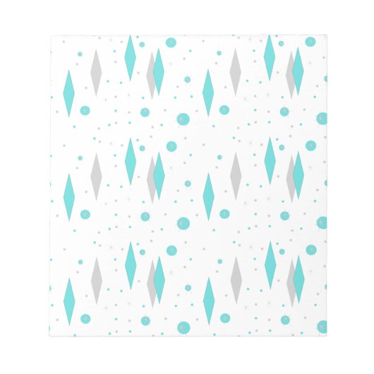 Retro Turquoise Diamond & Starburst Notepad Notitieblok (Voorkant)