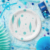 Retro Turquoise Diamond & Starburst Paper-Borden Papieren Bordje (Feest)