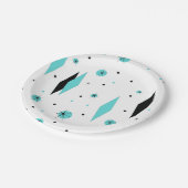 Retro Turquoise Diamond & Starburst Paper Borden Papieren Bordje (Gekanteld)