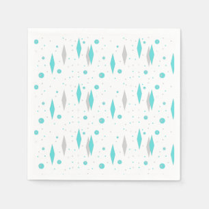 Retro Turquoise Diamond & Starburst Paper Napkins Servet