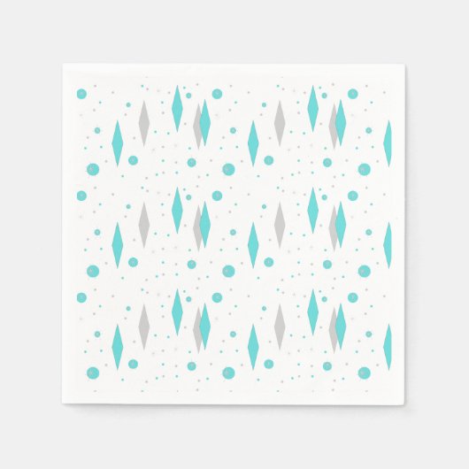 Retro Turquoise Diamond & Starburst Paper Napkins Servet (Voorkant)