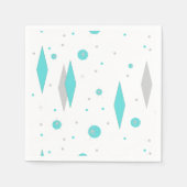 Retro Turquoise Diamond & Starburst Paper Napkins Servetten (Voorkant)