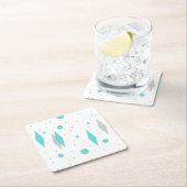 Retro Turquoise Diamond & Starburst Paper Onderzet Kartonnen Onderzetters (Insitu)