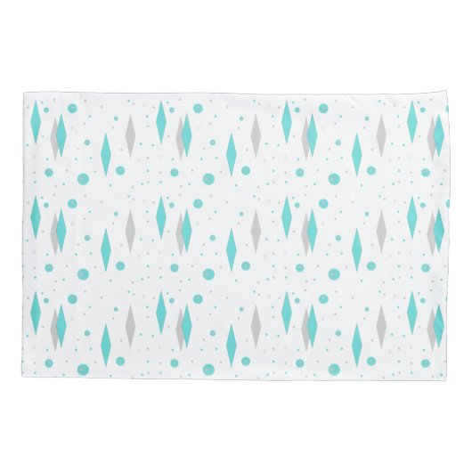 Retro Turquoise Diamond & Starburst Pillowcase Kussensloop (Achterkant)