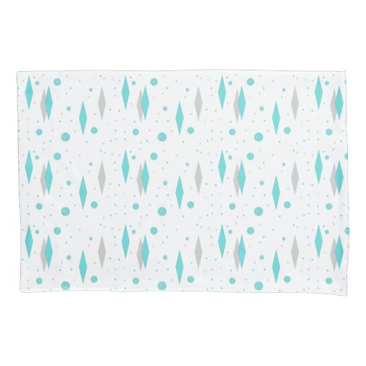 Retro Turquoise Diamond & Starburst Pillowcase Kussensloop (Voorkant)
