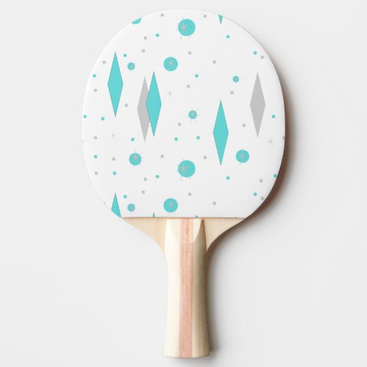 Retro Turquoise Diamond & Starburst Ping Pong Padd Tafeltennisbatje (Voorkant)